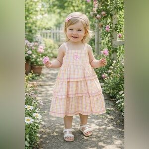 GYMBOREE 2008 Toddler Girl Plaid Tiered Ladybug Dress 3T NEW